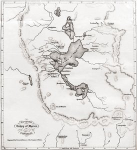 Mapa do Vale do México no momento da conquista, da História da Conquista do México, publicado em 1850